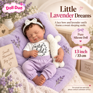 Muñeca Reborn de Silicona de Cuerpo Completo de 13 Pulgadas, Personalizada, con Rizos Dormilones, Lazo de Encaje Lavanda, Juguete Educativo Realista y Suave - Product Image 1