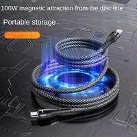 Câble de charge rapide magnétique tressé en nylon Type C vers Type C, conducteur en cuivre pur pour téléphone et ordinateur, transfert de données 100W