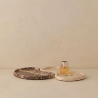 Plateau en marbre organique irrégulier WeiVibe, forme libre, pierre naturelle veinée blanc-gris, organiseur de vanité, plateau de service pour cuisine et salle de bain