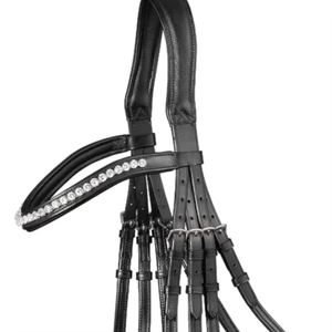 Nueva mejor calidad de lujo de charol negro de doble brida Crystal Brow Band Dressage inglés para espectáculo de equitación personalizable - Product Image 3