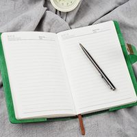 Cahier d'agenda A5 personnalisé 240 pages personnalisable avec couverture verrouillable pour hommes femmes herbe verte planificateur stylo boîte cadeau en cuir