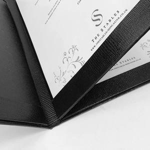 Cubierta de Menú de Cuero Personalizada y Duradera para Restaurante, Porta Menús con Tapa Abatible, Libro de Menús de Cuero de 4 Páginas, A4 - Product Image 3