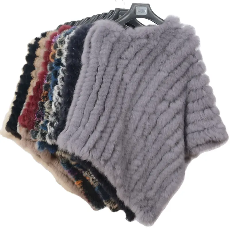 Châle en vraie fourrure de lapin pour femme, Poncho pour dames, 18 styles, 10 couleurs, vraie fourrure de lapin, nouvelle mode