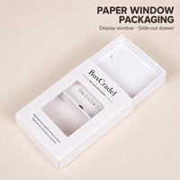 Boîte de rangement de luxe en papier blanc coulissante pour faux ongles, avec fenêtre transparente, personnalisable avec logo, pour vente en gros