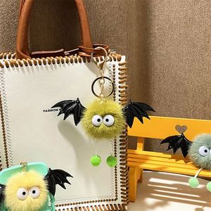 Promotion mignon chauve-souris en peluche porte-clés jouets <span class=keywords><strong>Kawaii</strong></span> monstre boule <span class=keywords><strong>de</strong></span> cheveux elfe porte-clés Halloween démon porte-clés pompons bouffée boule porte-clés - Product Image 4