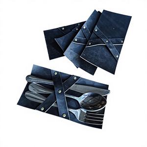 Porta Cubiertos Enrollable de Cuero de Lujo Premium, Resistente al Agua y a los Golpes, Organizador de Utensilios para Hoteles y Restaurantes, Compra al por Mayor - Product Image 1