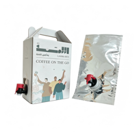 Boîte à café en papier kraft imprimée sur mesure avec valve, emballage jetable pour boissons, 1L 3L 5L 10L