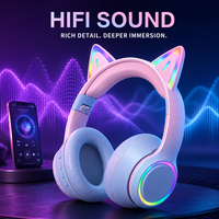 Casque circum-auriculaire M8 Cat Ear pour 5.3 avec éclairage RGB, son Hi-Fi, TF/AUX, longue autonomie, contrôle tactile pour femmes, gaming, DJ, IPX3