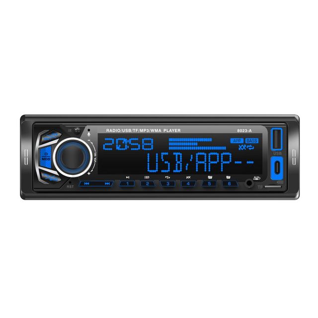 BQCC 1Din Universal Car MP4 Player 12V In-Dash 7 Color Lights APP Control-TF/2USB/FM/BT/AUX SD Card USB Fast Charging FM Radio
