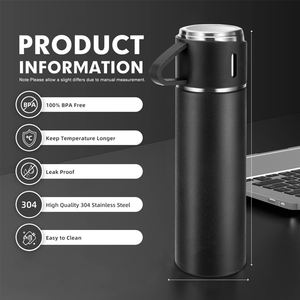 Bộ quà tặng cốc giữ nhiệt hai lớp 500ml, cốc trà, bình nước thép không gỉ 304, bình giữ nhiệt chân không di động kèm 2 cốc dự phòng - Product Image 3