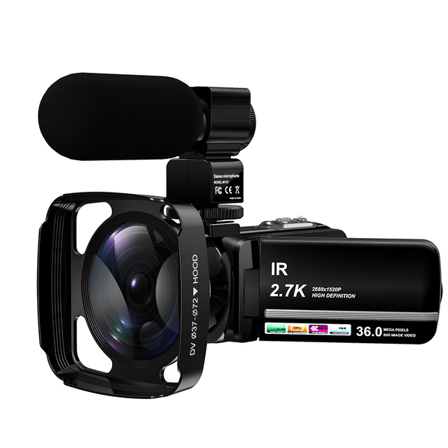 Portable Black Digital Camcorder with CMOS Sensor >25MP 16X Zoom 120 Wide Angle WiFi Competitive Price