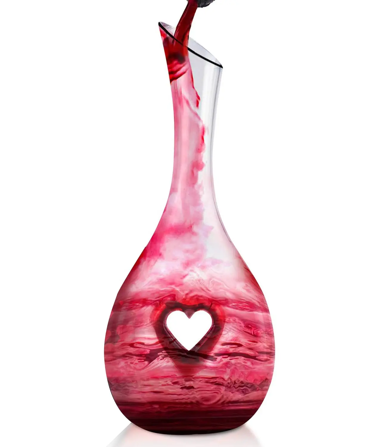 Hand Blown Lead-free Crystal Glass 900ml Heart Shaped Red Wine Carafe Decanter