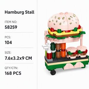 Custom Hamburger <strong>Street</strong> Food Cart Building Block Set, Mini DIY Assembly Model for Desktop Display &amp; Creative Play - Product Image 5