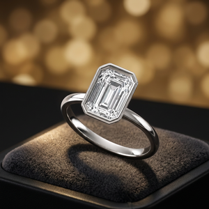 Excellent <b>Emerald</b> Cut Lab Grown Diamond <b>Ring</b> 925 Sterling <b>Silver</b> 9K 14K 18K Gold Elegant Women's Engagement and Fine Jewelry - Product Image 1