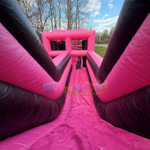 Castillo inflable comercial para niños con tobogán, pista de obstáculos inflable gigante de color rosa para adultos - Product Image 5