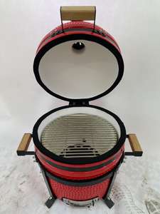 Rôtisserie moderne en porcelaine sans fumée de 13 pouces Kamado BBQ Grill intérieur/extérieur Charcoal Chariot pliant Camping Cuisine - Product Image 4