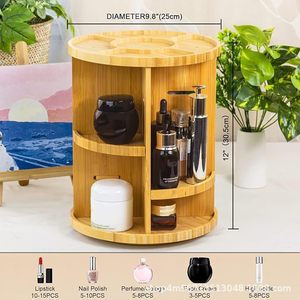 Bamboo Multi Layer Cosmetic Storage Rack Round <b>Rotating</b> <b>Desk</b> Organizer For Skincare Makeup Products - Product Image 4