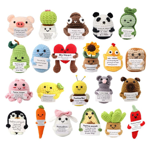 Jouets très demandés 2025 : Pommes de soutien émotionnel à coudre et à tisser avec messages positifs, porte-clés au crochet, jouets au crochet - Product Image 1