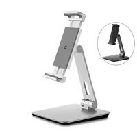 Support de téléphone/tablette pliable en métal réglable pour bureau, support polyvalent pratique pour vidéo/diffusion en direct, logo personnalisé