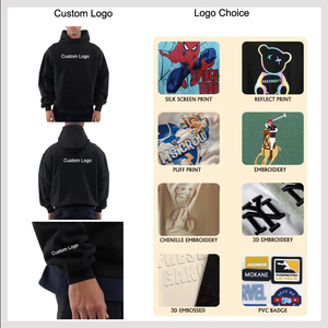 Sweat à capuche en coton épais et éponge française surdimensionné en polaire à épaules tombantes personnalisé OEM - Product Image 4