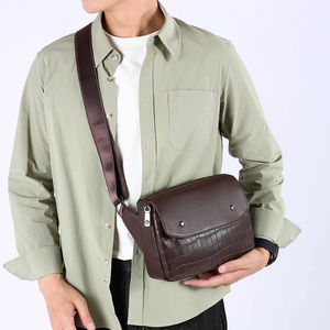 Vintage Casual Crossbody <b>Backpack</b> Canvas Zippers Closure Waterproof Adjustable Shoulder Strap Outdoor Literary Messenger Bag Men - Product Image 4