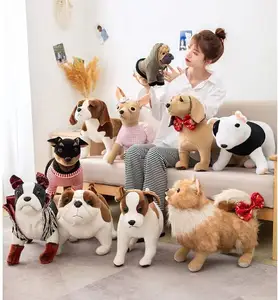 2024 Personalizado Golden Retriever Dog Stuffed Animal Toy realista realista Bow Tie Plush Puppy