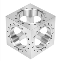 Chambres à vide en aluminium usinées sur mesure par CNC, cube à 6 voies en acier inoxydable 304/316 et bride en CF pour équipement à vide poussé
