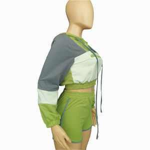 Pakaian Wanita Musim Semi Gugur Atasan Crop Hoodie Celana Pendek Set 2 Potong Setelan Pendek Wanita Set Jogger Wanita Pakaian Wanita Dua Potong - Product Image 5