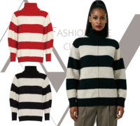 Pull col roulé rayé classique pour femme, tendance, avec détail de couture verticale centrale, tricoté, décontracté, ample, pour l'hiver