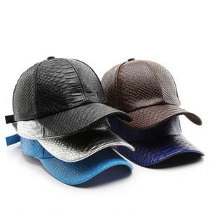 Casquettes de baseball personnalisées en cuir effet peau de serpent de luxe pour homme, idéales pour l'automne et l'hiver, pour le sport et les voyages en extérieur – Vente en gros - Product Image 1