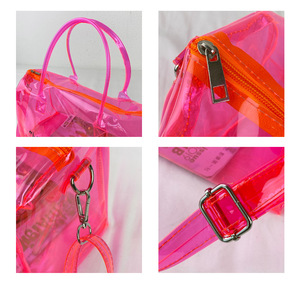 Bolso de hombro de viaje de PVC transparente de moda para mujer al por mayor, bolsa de viaje de gelatina a prueba de polvo para la noche, bolsa de lona con cierre de cremallera portátil - Product Image 2