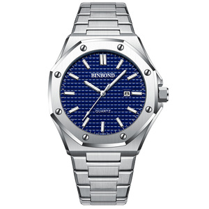 BINBONG Orologi da uomo casual alla moda con quadrante grande, in acciaio inossidabile argentato, con calendario, orologio da polso al quarzo, orologio classico da uomo di marca superiore - Product Image 6
