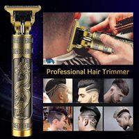 Cortadora de pelo eléctrica recargable a prueba de agua para hombres, herramientas de corte de pelo inalámbricas USB Vintage T9, cortadora de pelo profesional dorada, 5 uds.