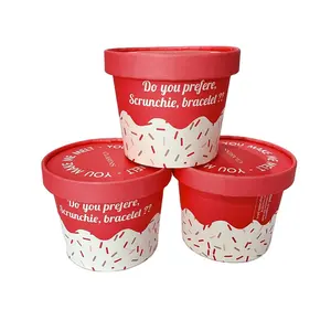 Factory Supply Disposable Ice Cream Cup ice cream container tubs paper bowl for Ice Cream