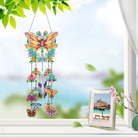 Diamant peinture dessin animé Animal vent carillon oiseau papillon libellule noël pendentif bricolage mosaïque porte fenêtre suspendus décoration