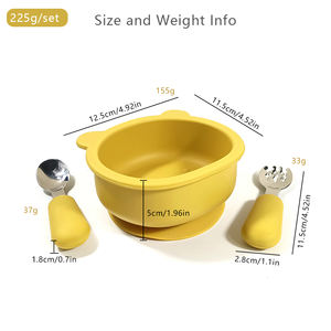 Tazón de alimentación de bebé de silicona sin BPA al por mayor tazón de oso alimentador de succión con juego de cuchara y tenedor - Product Image 4