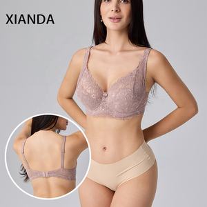 XIANDA OEM ODM Soutien-gorge push-up surdimensionné personnalisé pour femmes, respirant, avec dentelle florale, bretelles réglables, fermeture à crochet dans le dos, armatures - Product Image 1