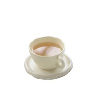 Ensemble tasse et soucoupe en céramique écologique de style nordique pour le thé de l'après-midi, tasse à café à texture crémeuse