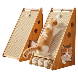 Wood Cat <b>Scratching</b> Board Sisal Rope Material Durable Indoor Cat Tree Minimalist Design Stars Pattern One Level - Product Image 6