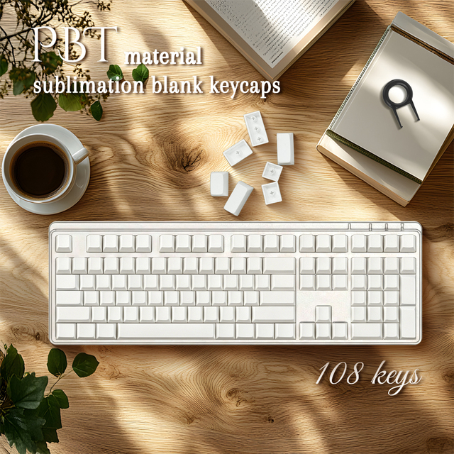 Blank 3D Dye Sublimation Keycaps XDA Profile PBT Keycap Set for Cherry MX Switches Mechanical Keyboard Only White Custom Keycaps
