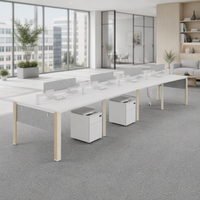 Poste de travail modulaire pour bureau, bureau ouvert pour 4 à 6 personnes avec plateau en bois pour coworking et bureaux commerciaux