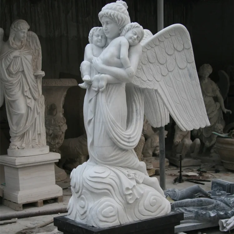 Китайские белые мраморные ангелы памятники и погоны