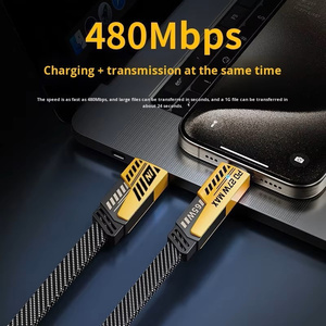 สายเคเบิล USB 4 in 1ชนิด C 65W ใหม่สายชาร์จ480Mbps ข้อมูล Punk ชาร์จเร็วชิป E MARKER แบบถักตารางโทรศัพท์ PD สายไฟ - Product Image 3