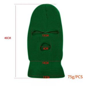 Pasamontañas de punto cálido para ciclismo al por mayor, con logo bordado personalizado, máscara de esquí de 3 orificios, cubrecara completo, gorro de invierno de punto - Product Image 2