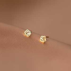 Orecchini in argento di lusso da donna S925 stile giapponese e coreano regalo estivo semplice stile giapponese e coreano orecchini di Rose - Product Image 1