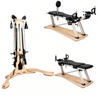 Appareil de Pilates de Luxe avec Cadre en Bois d'Érable et Chêne, Tour à Poulies pour Entraînement Pilates