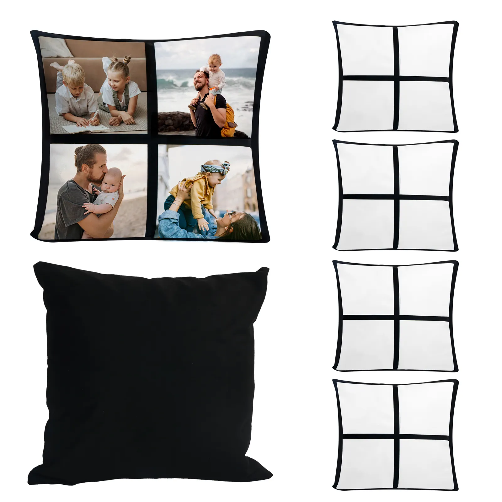 Wholesale new arrive 4 Photo Panel Sublimation Blank Pillow Case 4 panel sublimation pillow Cushion Cover For Diy