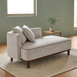 Sofá Cama Semicircular de Tela Minimalista de Lujo con Patas de Madera y Respaldo Acolchado, Cómodo para Sala de Estar - Product Image 3