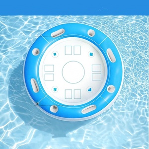 PVC Inflatable Round Pool Float <b>Cooler</b> 100*58 CM Game <b>Table</b> Blue Color for Indoor Outdoor Beach Summer Parties - Product Image 1
