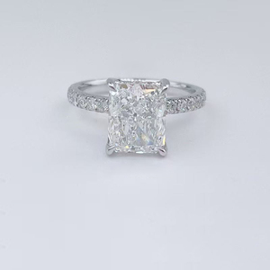 Bague <span class=keywords><strong>de</strong></span> luxe classique en or blanc 18 carats avec diamant <span class=keywords><strong>de</strong></span> laboratoire à quatre griffes, opale, rubis, émeraude, perle, <span class=keywords><strong>pierre</strong></span> <span class=keywords><strong>de</strong></span> <span class=keywords><strong>lune</strong></span> IGI - Product Image 1